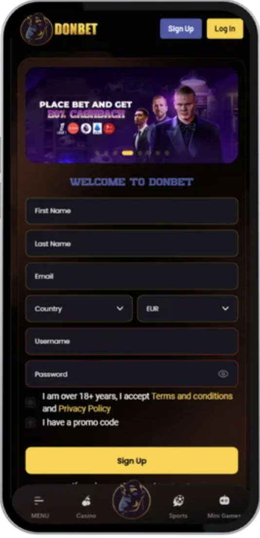Log In and Register buttons on a casino site